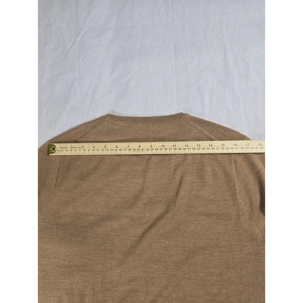 J Crew Sweater Mens Large Brown Merino Wool Crewneck Knit Pullover Lightweight